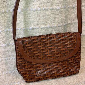 Vintage Woven Leather Purse Crossbody Shoulder Bags By Marlo 12x8x3